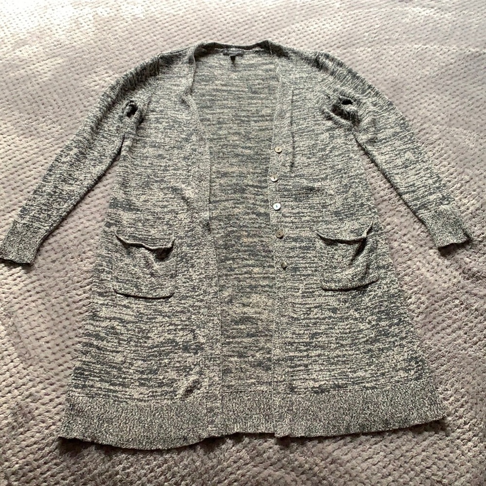 Eileen Fisher - long knit heather grey cardigan